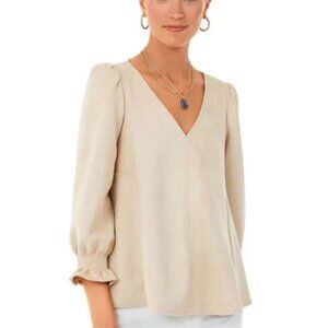 Tuckernuck Women’s Bone Faux Suede Eaton Blouse Puff Sleeve Top, Size Small